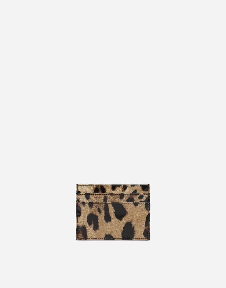 Dolce & Gabbana Polished calfskin card holder with leopard print Animal Print BI0330AM568