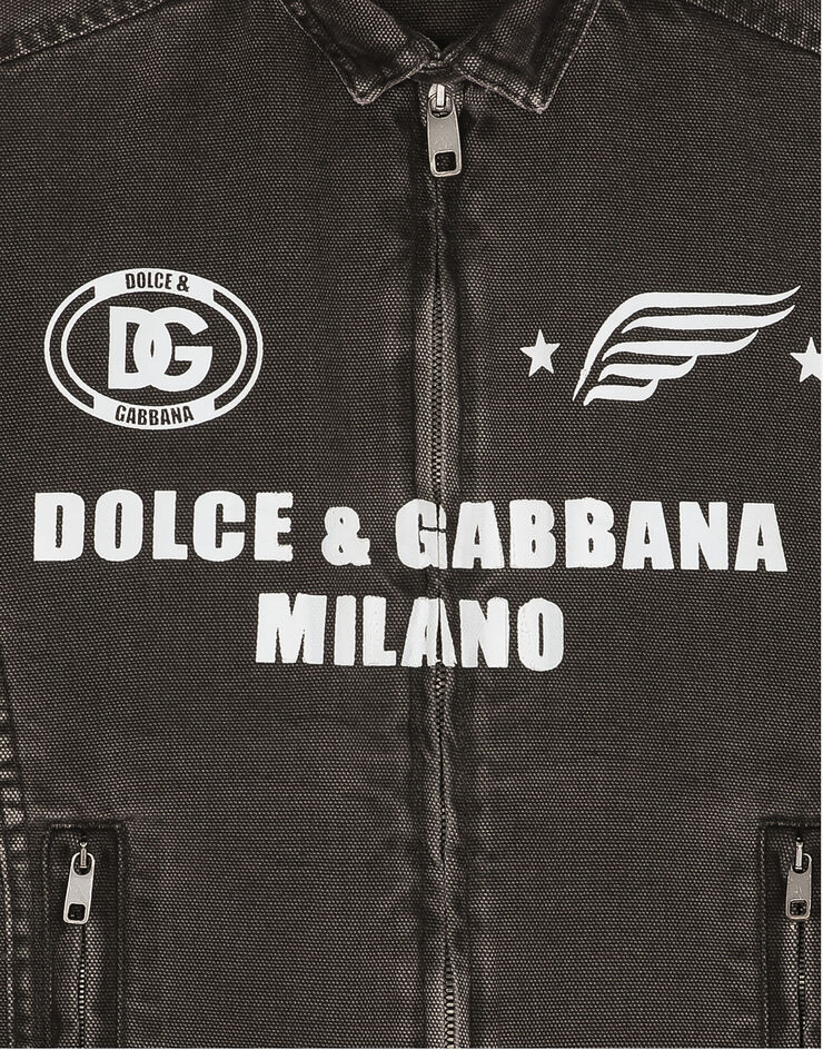 Dolce & Gabbana Camicia in canvas con stampa Dolce&Gabbana Nero L44S00LY075