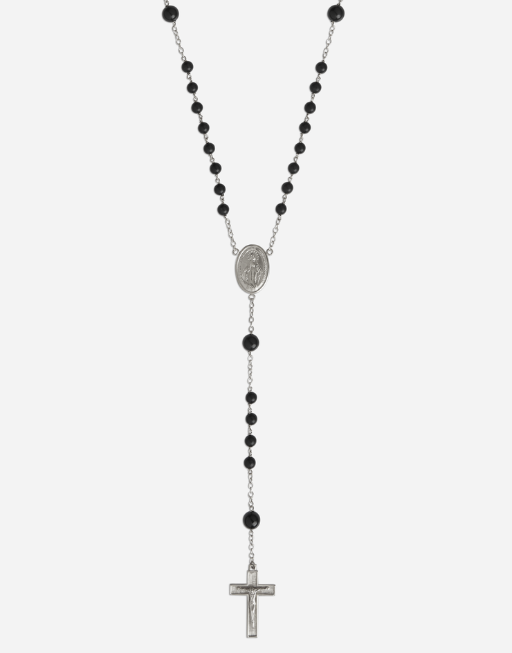 Dolce & Gabbana White gold rosary necklace Gold/Black WNHS1GWNFWH