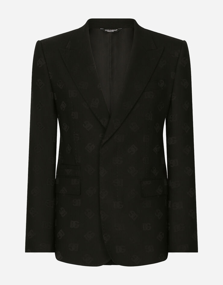 Dolce&Gabbana Veste droite Sicilia en laine jacquard DG Noir G2RQ2TFJBAK