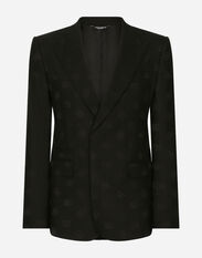Dolce & Gabbana Single-breasted wool Sicilia-fit jacket with jacquard DG detailing White G2NW1TFU4DV