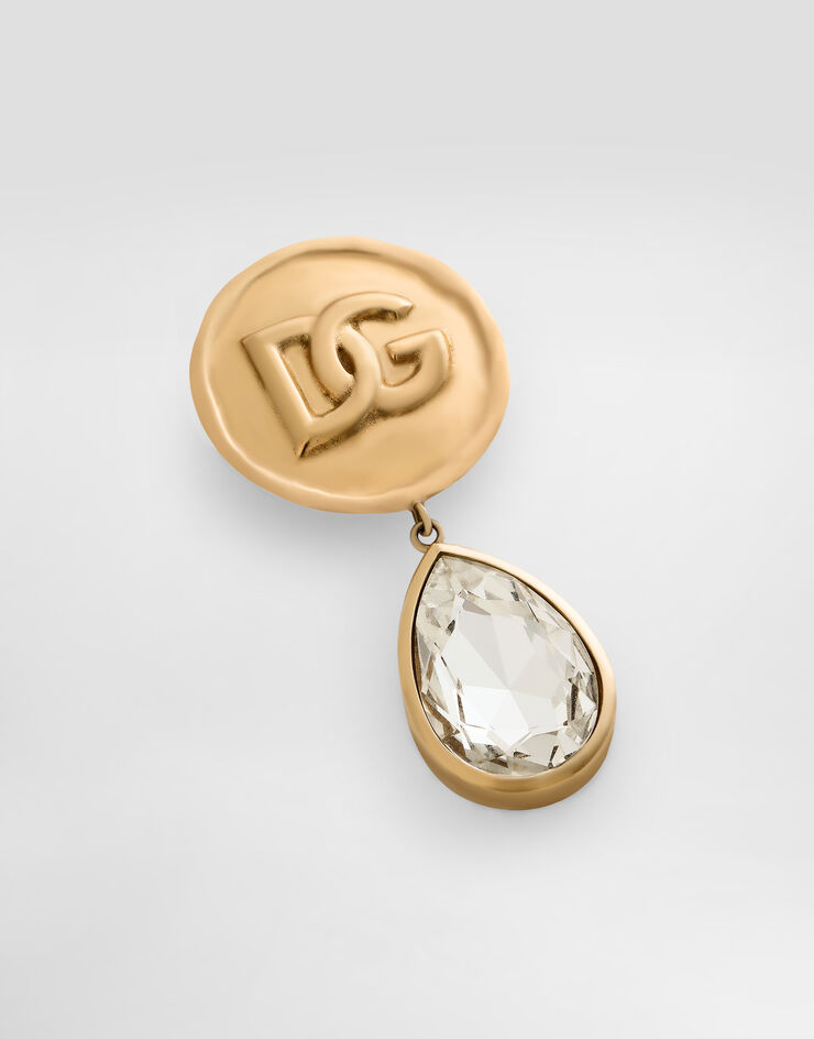 Dolce&Gabbana Earrings with logo coin and rhinestone pendants Dolce&Gabbana Earrings with logo coin and rhinestone pendants Gold WEP8L7W1111