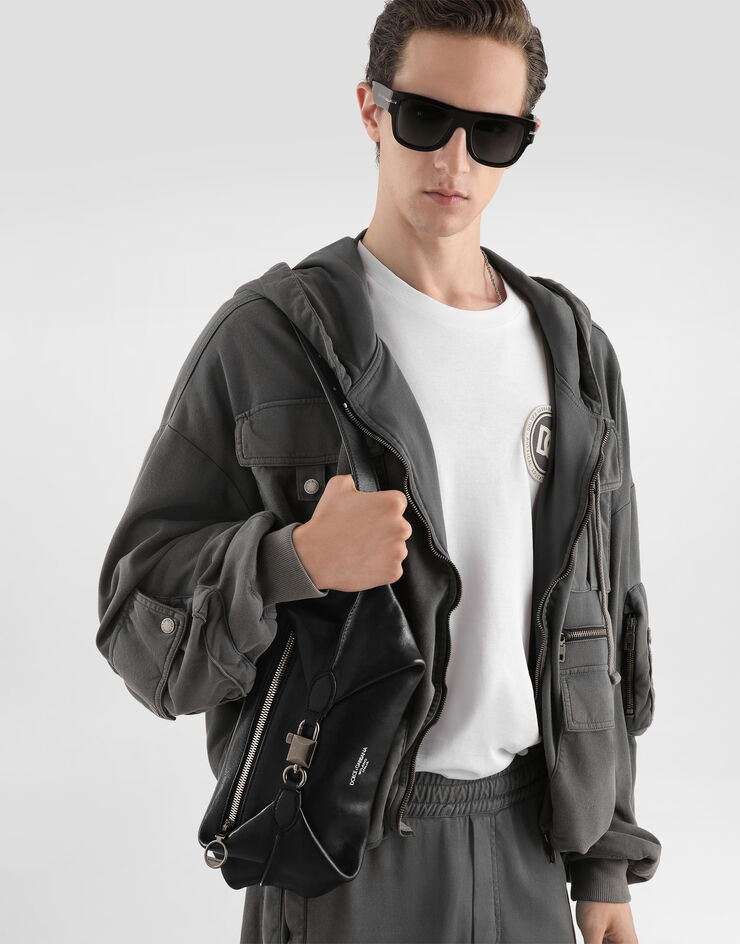 Dolce & Gabbana Lock belt bag in tempesta calfskin Black BM2188AU994