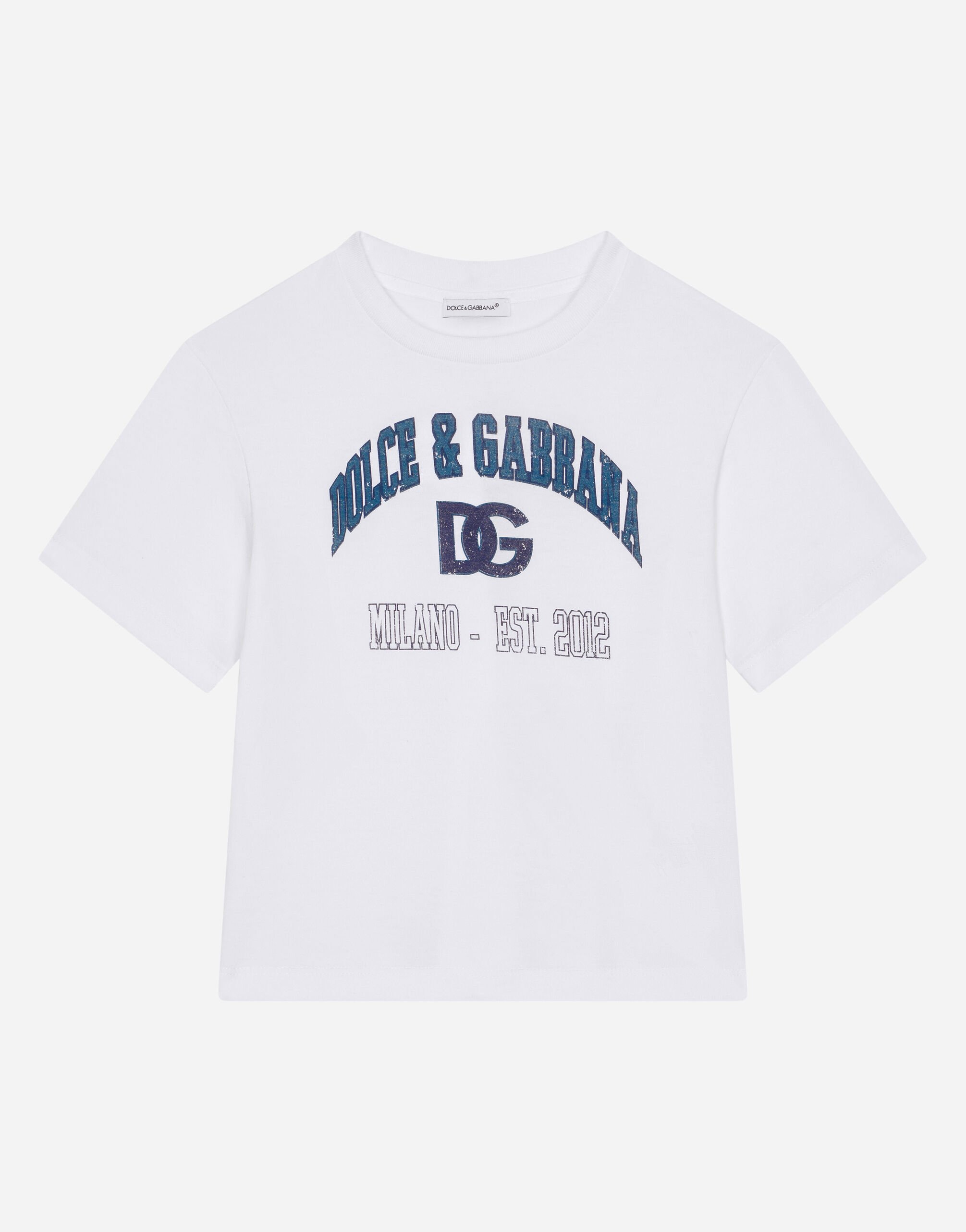 Dolce & Gabbana Jersey T-shirt with DG logo print Multicolor L4J840G7H2U