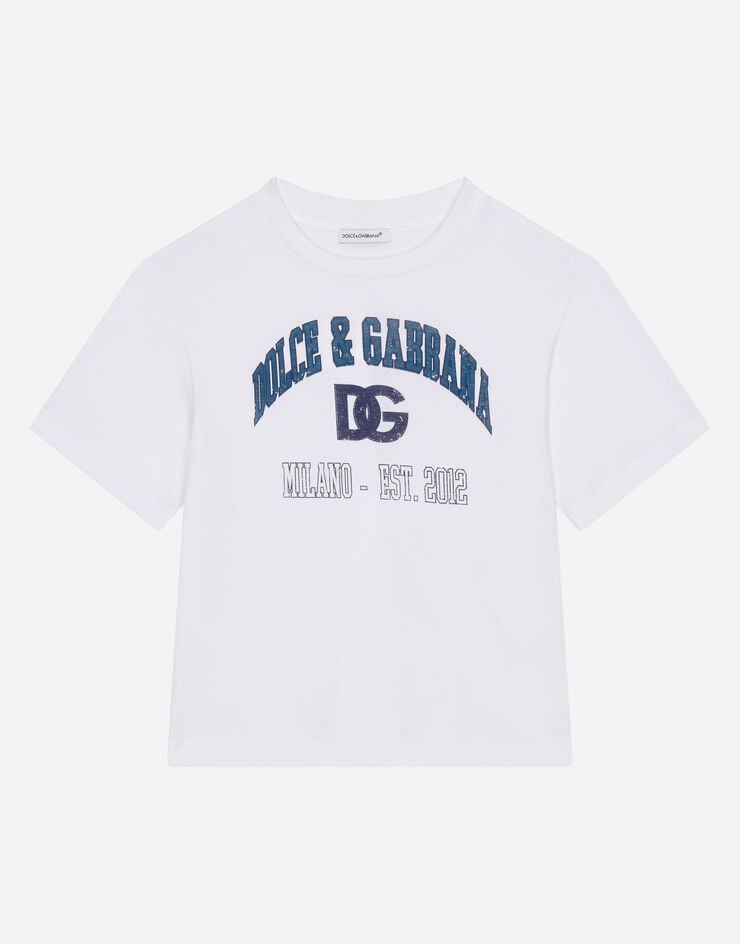 Dolce & Gabbana DG 徽标印花平纹针织 T 恤 白 L4JTEYG7H3X