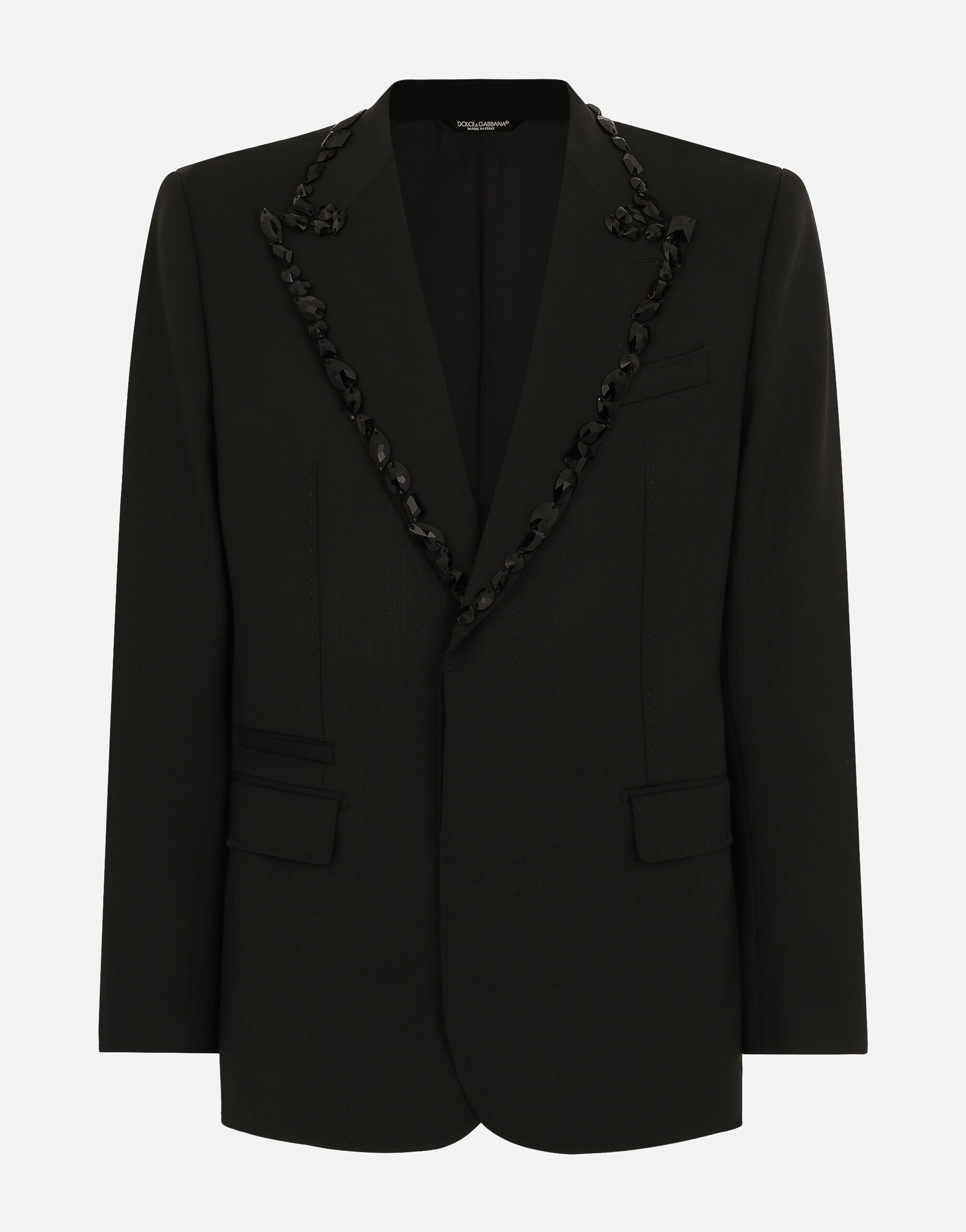 Dolce & Gabbana Sicilia single-breasted tuxedo jacket with rhinestones Plateado G2QU6TFLSEP