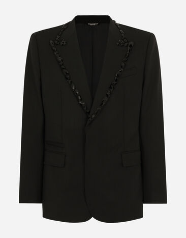 Dolce & Gabbana Sicilia single-breasted tuxedo jacket with rhinestones Plateado G2QU6TFLSEP