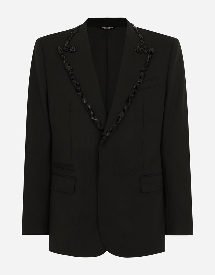 Dolce & Gabbana Sicilia single-breasted tuxedo jacket with rhinestones 블랙 G2RQ2ZFUBE7