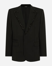 Dolce & Gabbana Sicilia single-breasted tuxedo jacket with rhinestones Grey G2NW1TFU4LB