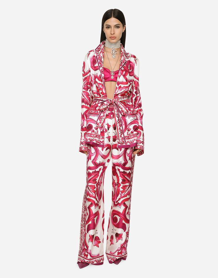 Dolce&Gabbana Пижамная рубашка из твила с принтом майолики разноцветный F5N53THI1BB