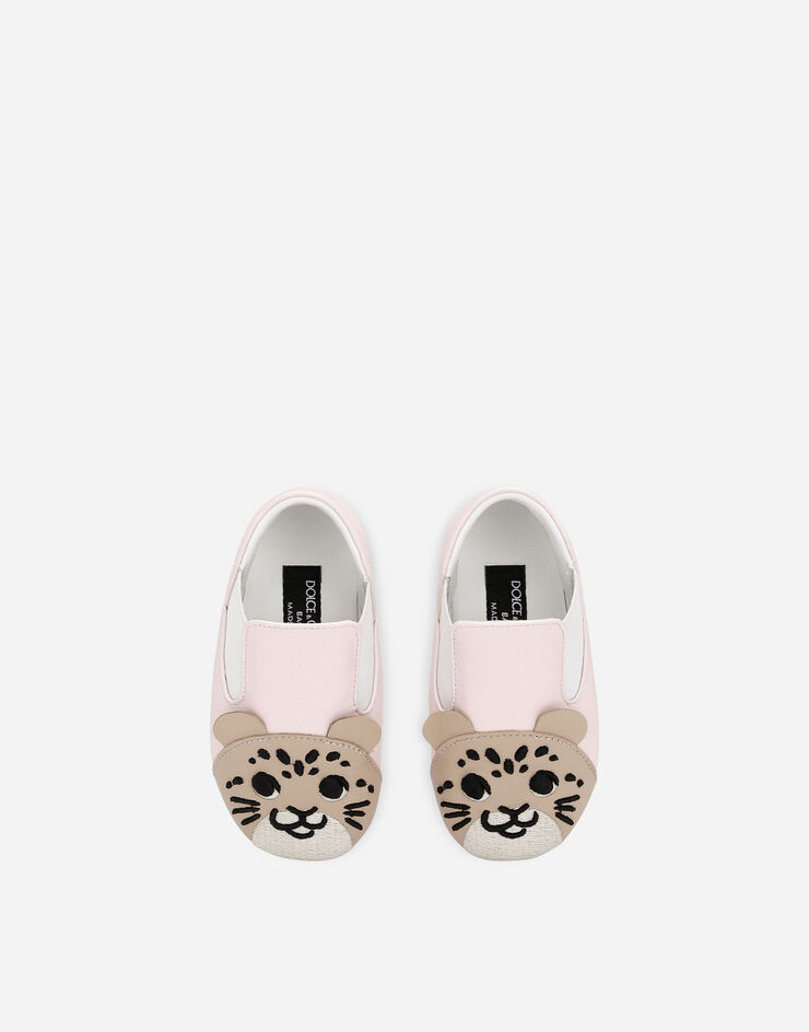 Dolce & Gabbana Zapatilla baja en piel de cordero con Leopardino Rosa DK0070AL289