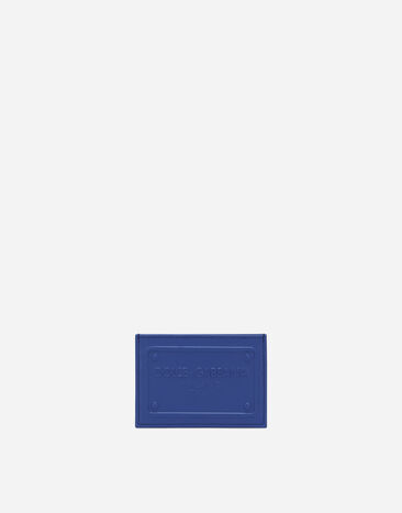 Dolce & Gabbana Calfskin card holder with raised logo Blue BP0330AN244