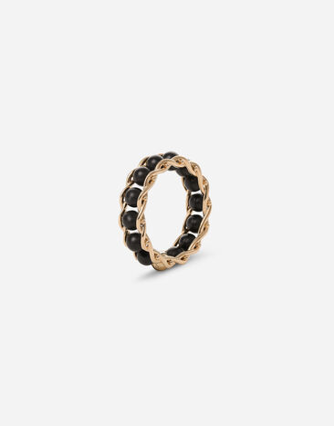 Dolce & Gabbana Ring Sicily aus 18 Karat Gelbgold und schwarzer Jade Gelbgold WRLT1GWNFYE
