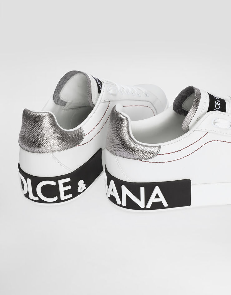 Dolce & Gabbana Calfskin nappa Portofino sneakers BIANCO/ARGENTO CK1587AH527