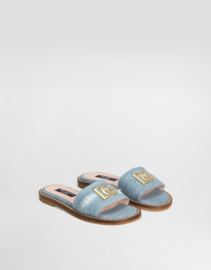 Dolce & Gabbana Flat denim sliders with DG logo Multicolor D11285A4801