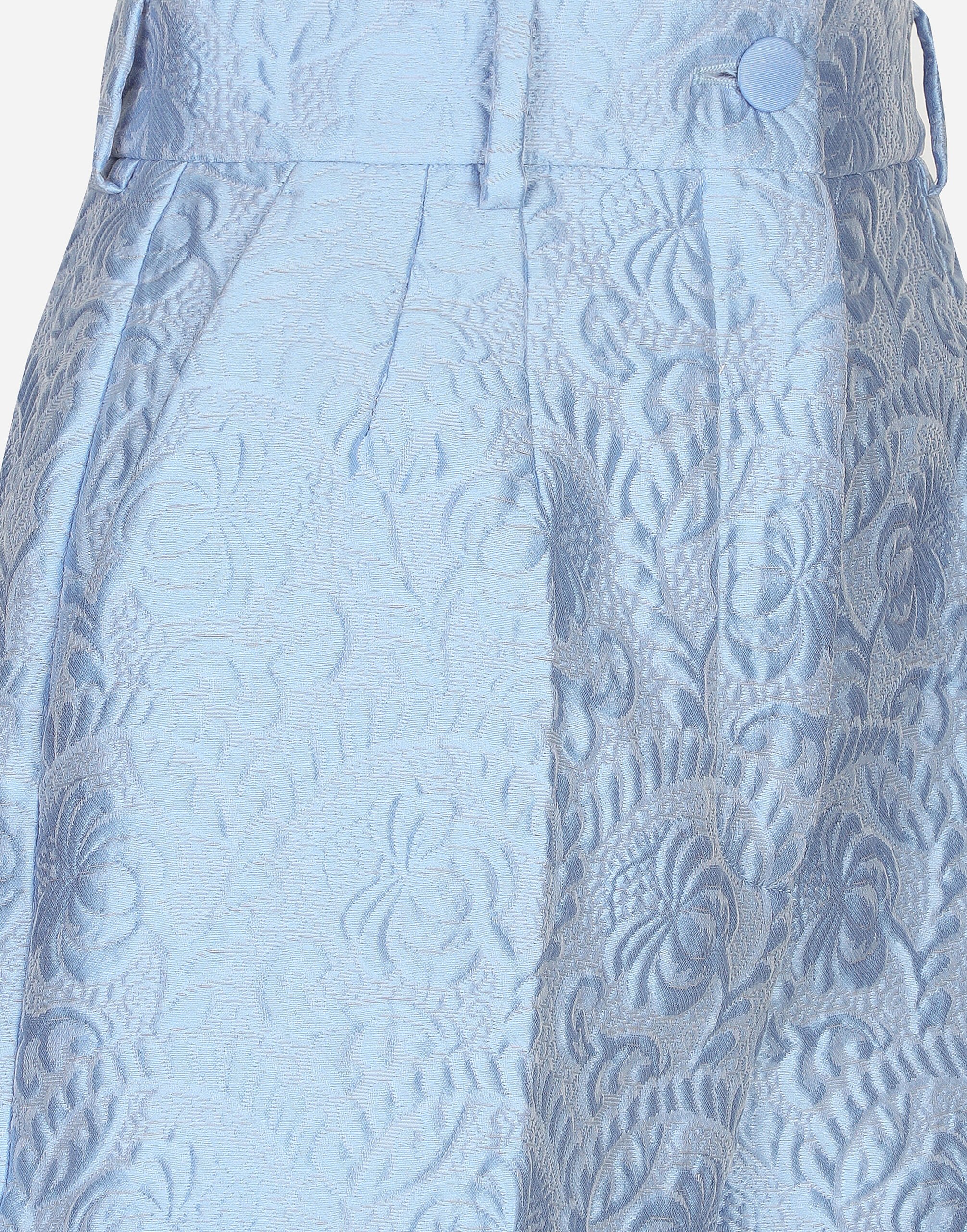 Floral quilted jacquard shorts in Light Blue for Women