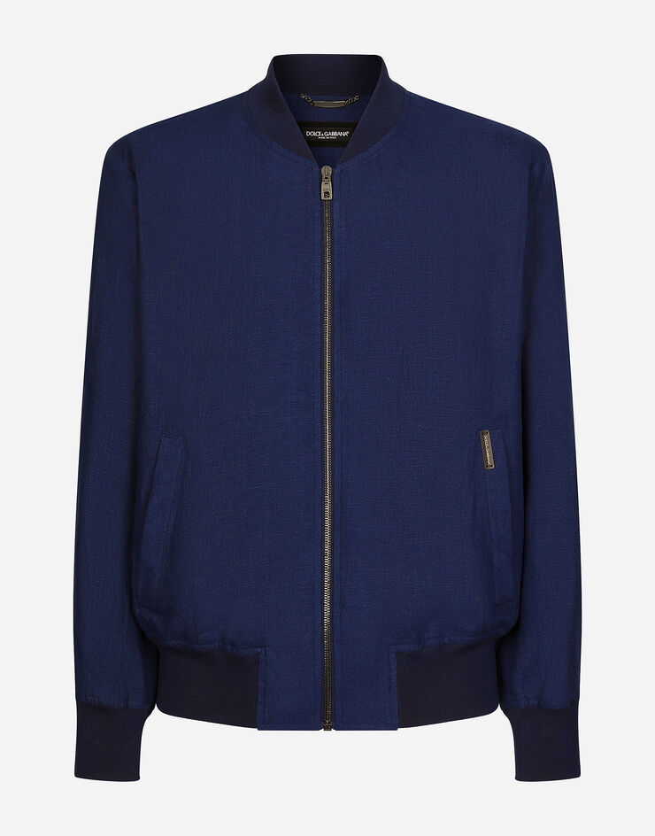 Dolce & Gabbana Unlined linen bomber jacket Blue G9BFNTFU4K6
