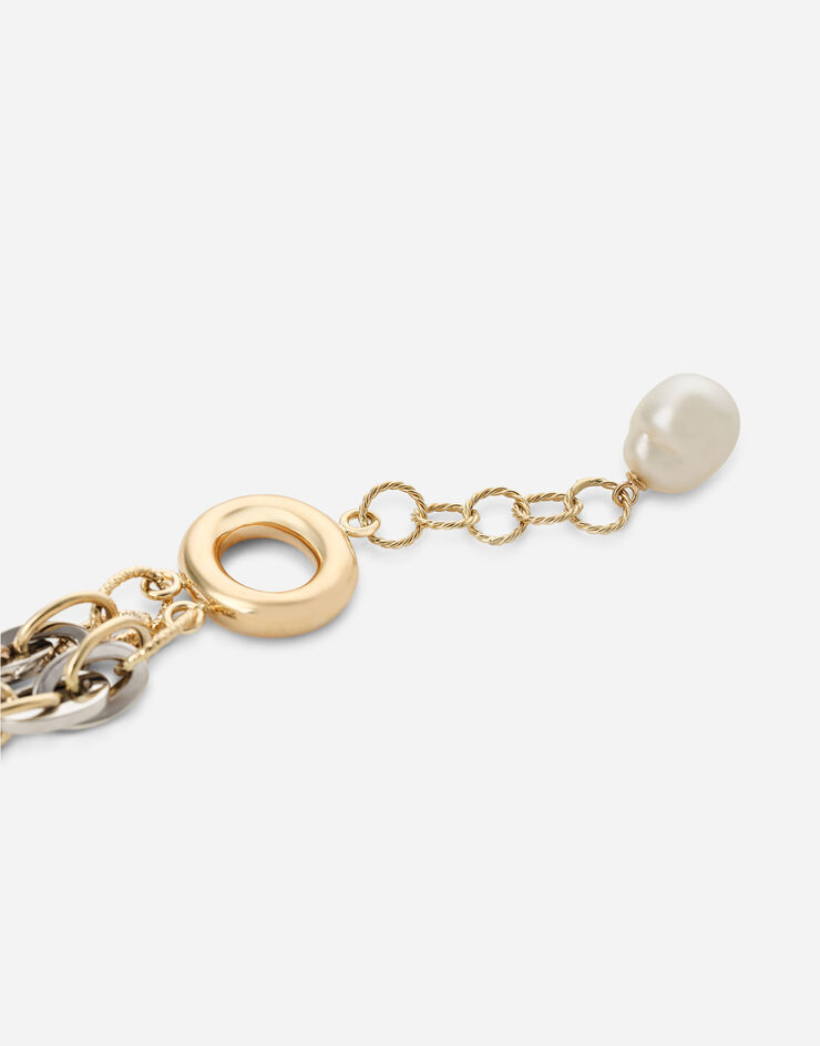 Dolce & Gabbana Logo bracelet in yellow and white 18kt gold with colorless sapphires White and yellow gold WBMZ1GWSAPW