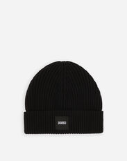 Dolce & Gabbana Knit cashmere and wool hat with DGVIB3 patch Black GH810AFJSB7