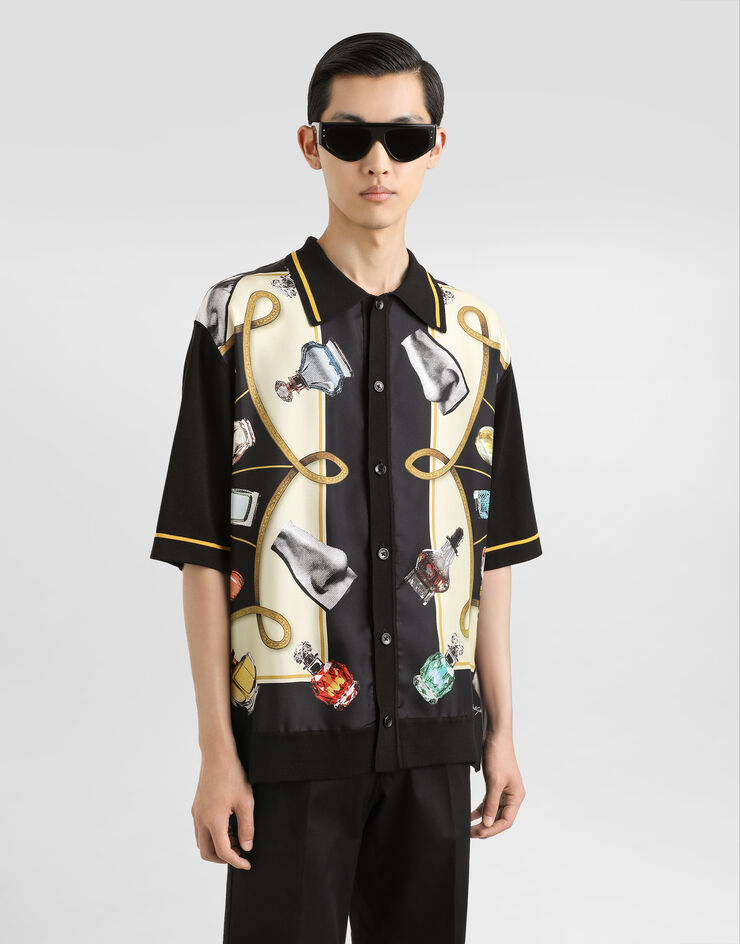 Dolce & Gabbana Silk and cotton shirt with perfume print Print GXV90TJFMKP