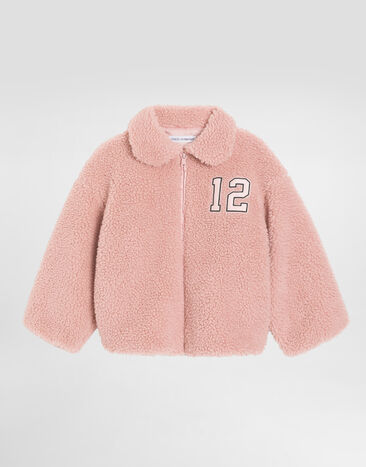 Dolce & Gabbana Faux fur jacket with patch Purple L52E36FMTAC
