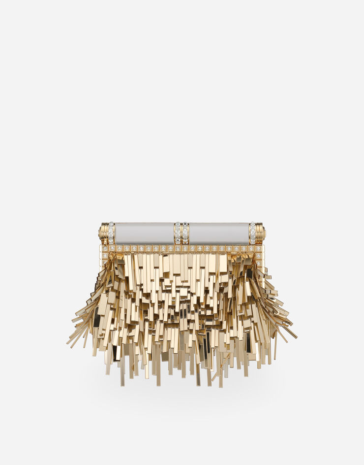 Dolce & Gabbana Mordore nappa bag with fringing Gold BB7097AY831