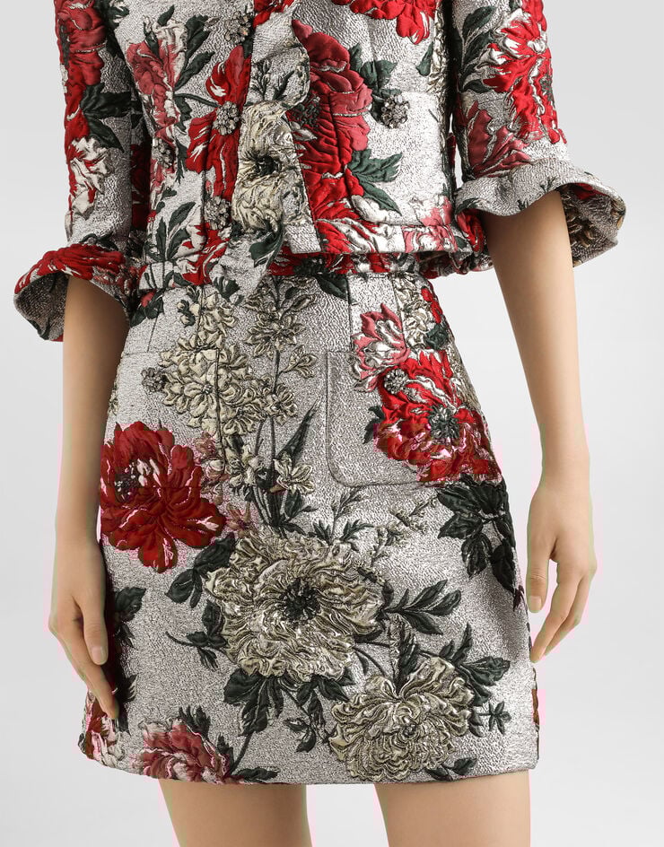 Dolce & Gabbana Minirock aus floralem Jacquard Multicolor F4C0VZHJMRI