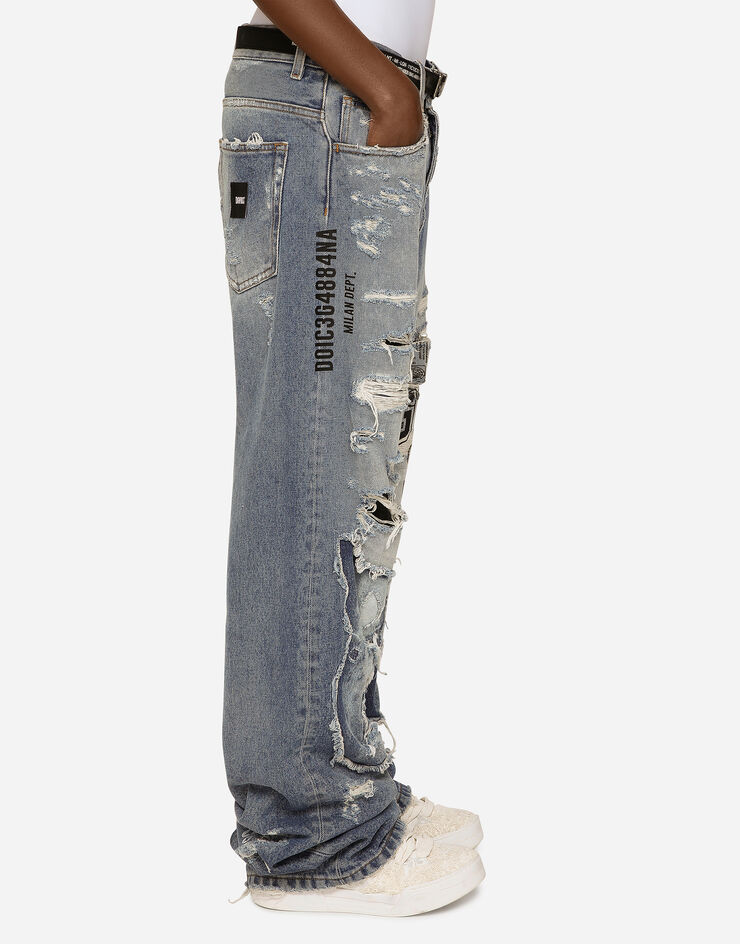 Dolce & Gabbana Wide-leg denim jeans with ripped details and abrasions Multicolor FTC0GDG8HC7