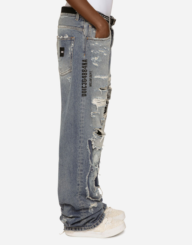 Dolce & Gabbana Jeans mit weitem Bein aus Denim mit Rissen und Abriebstellen Mehrfarbig FTC0GDG8HC7