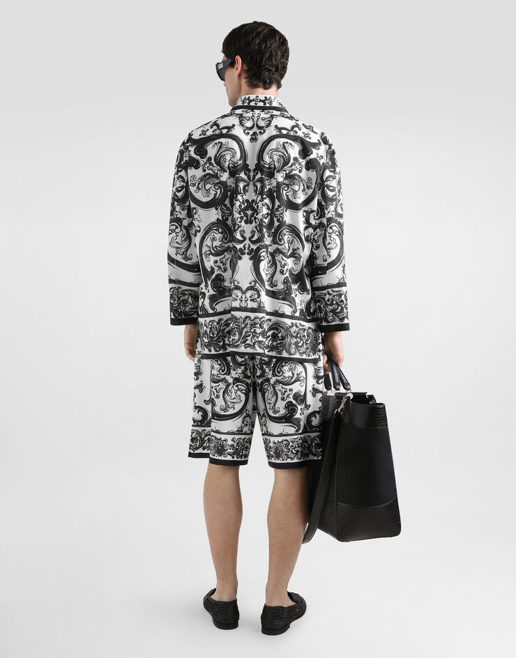 Dolce & Gabbana Hose aus Seidentwill mit Majolika-Print Mehrfarbig GV37ATHI1S6