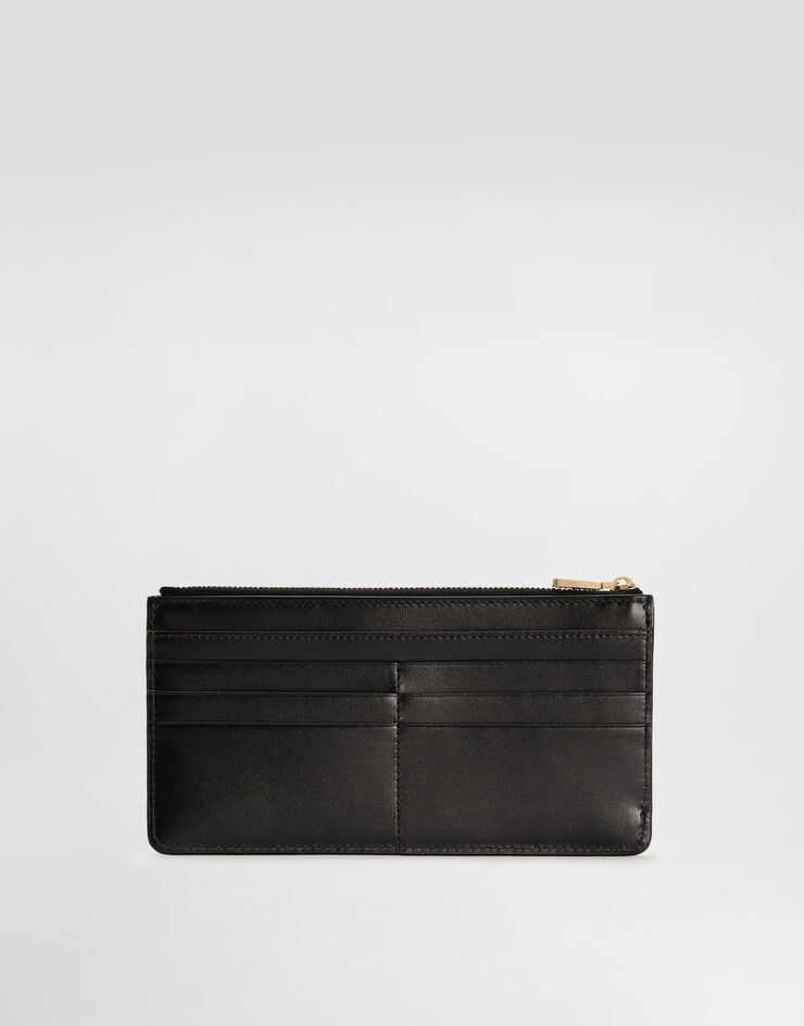 Dolce & Gabbana Large calfskin card holder with DG logo Black BI1265AW576