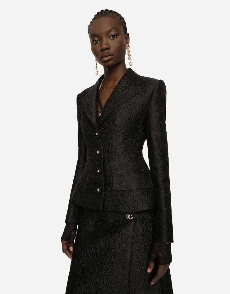Dolce & Gabbana Single-breasted floral jacquard jacket Black F26S2THJMOK