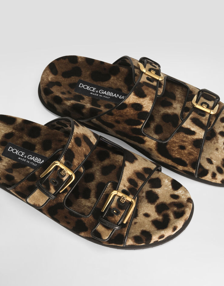 Dolce & Gabbana プリント ベルベット スライドサンダル プリ CQ0632A6L97