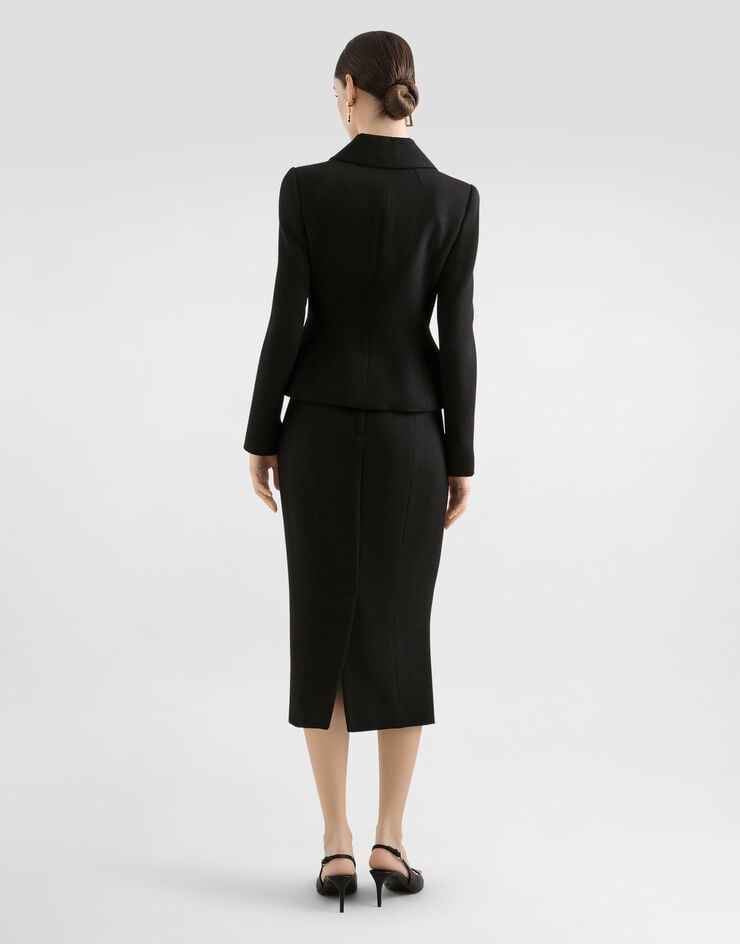 Dolce & Gabbana Chaqueta con cierre recto de lana virgen Negro F26AJTFU23Q
