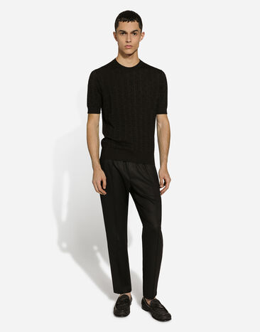 Dolce & Gabbana Silk jacquard round-neck sweater with DG logo Dolce & Gabbana Silk jacquard round-neck sweater with DG logo Black GXX03TJBSKE