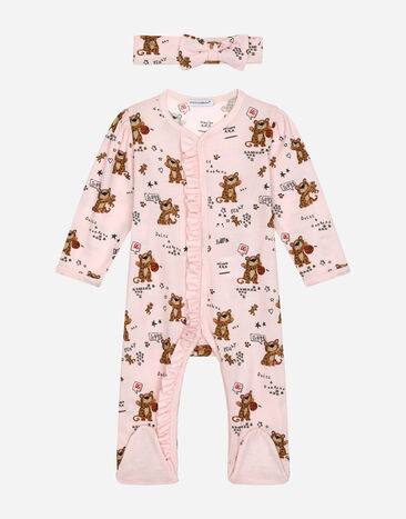Dolce & Gabbana 2-piece gift set in baby leopard-print jersey Azure L1JG34G7G0H