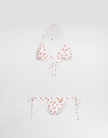 Dolce & Gabbana Small rose-print triangle bikini Multicolor O8A02JON0D1