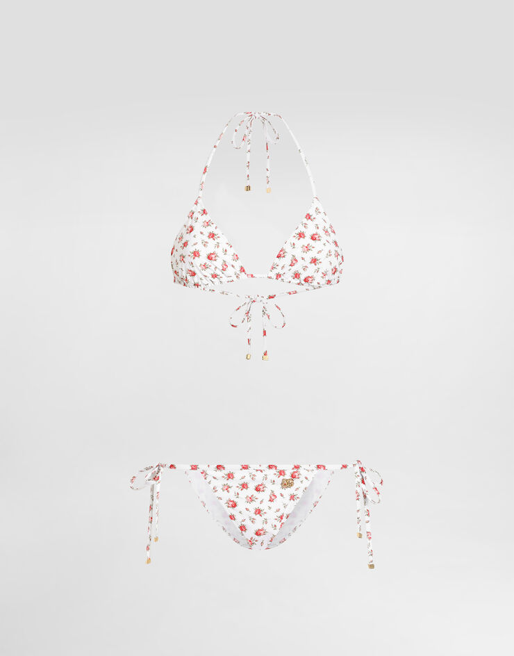 Dolce & Gabbana Small rose-print triangle bikini Multicolor O8A02JON0D1