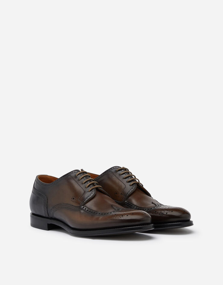 Dolce & Gabbana Brogue derby in giotto paint calfskin BEIGE A10533AX038