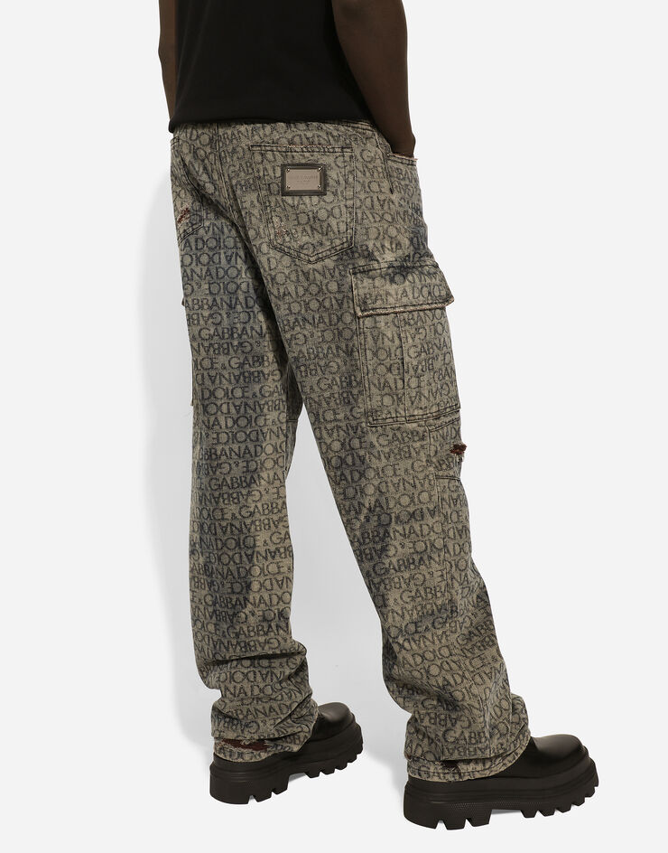 Dolce & Gabbana Gray denim cargo jeans with laser-etched logo Grey GP02PDG8KR7