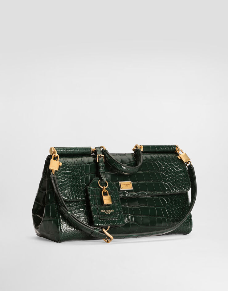 Dolce & Gabbana حقيبة يد My Sicily متوسطة من جلد أليغيتور Green BB7782B2EN0