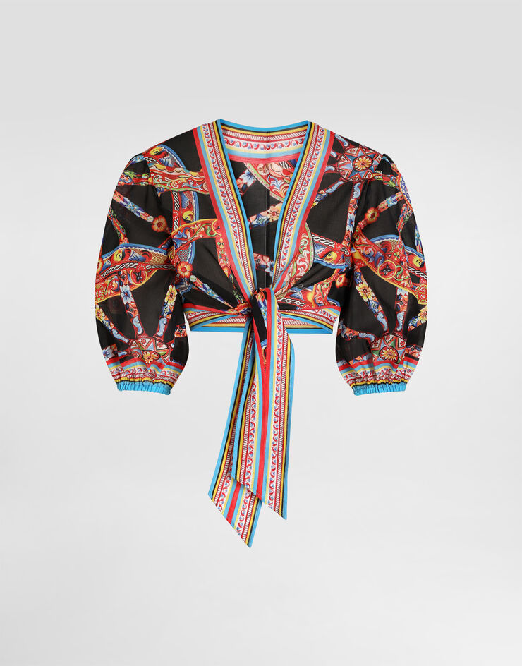 Dolce & Gabbana Top in batista stampa carretto Multicolore F7BR0TGDDTB
