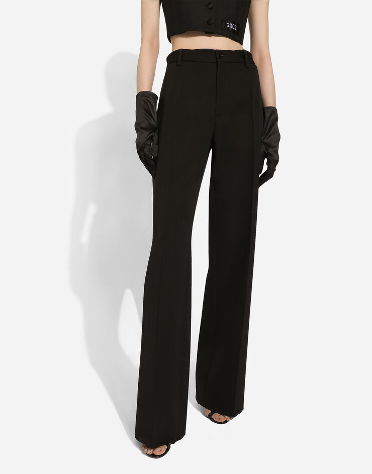 Dolce&Gabbana High-waisted flared woolen pants Black FTC18TFU21E