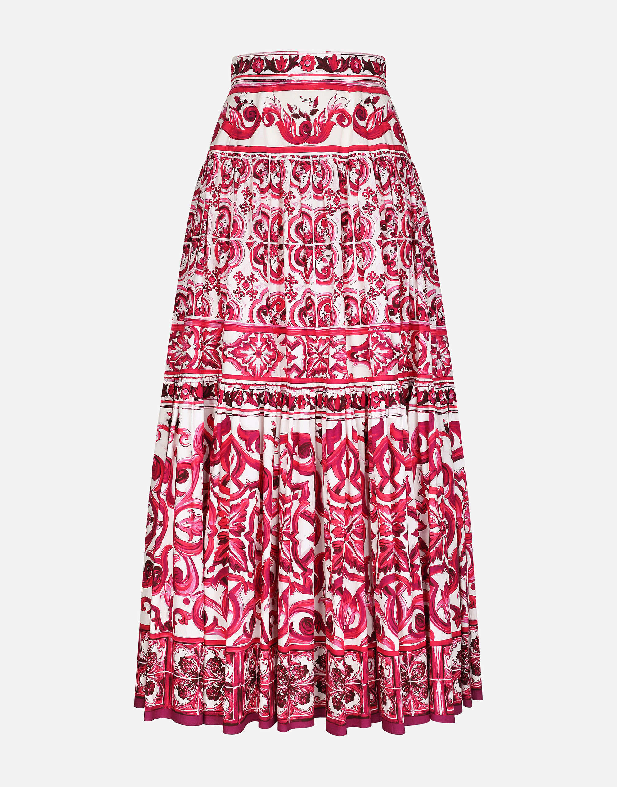 Dolce & Gabbana Длинная юбка из поплина с принтом майолики ЗОЛОТОЙ WEN6P6W1111