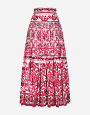 Dolce&Gabbana Long Majolica-print poplin skirt Multicolor FTCGNDG8JW1