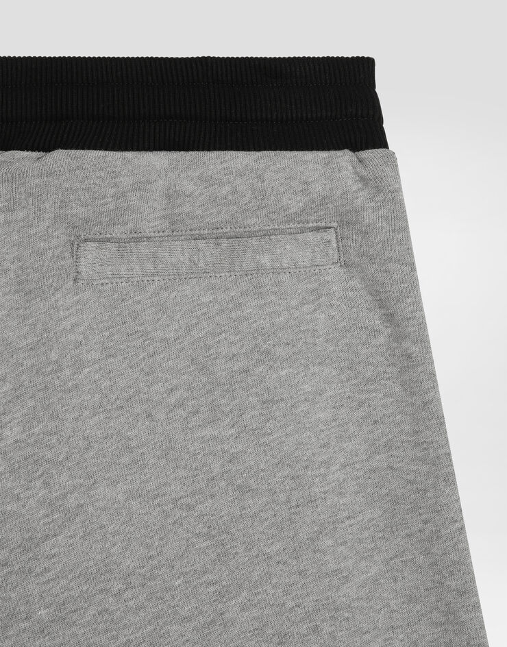 Dolce & Gabbana Fleece bermuda shorts with Dolce&Gabbana embroidery Grey L4JQT1G7PBO