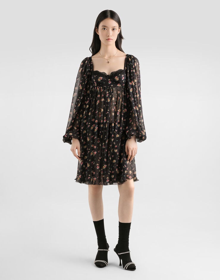 Dolce & Gabbana Small floral-print chiffon dress Multicolor F60GVTIS10V