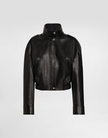 Dolce & Gabbana Blouson en cuir de chèvre plongé Noir F9S29LHULVJ
