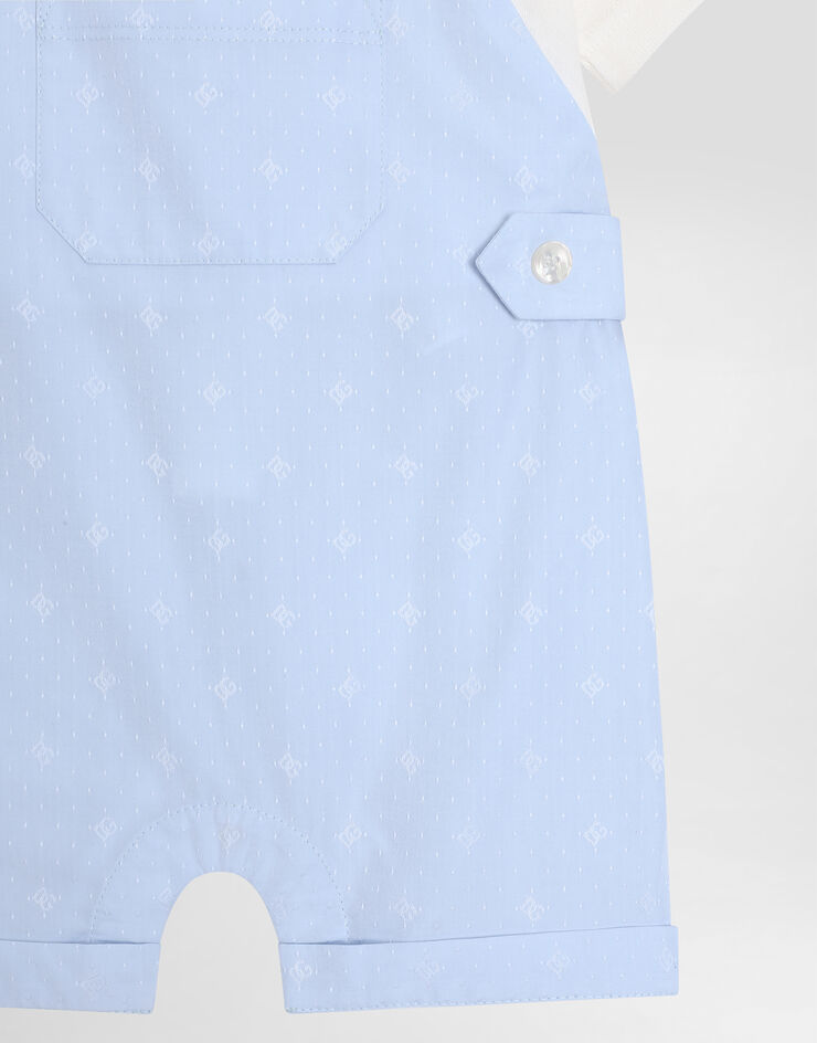 Dolce & Gabbana Pelele de punto y jacquard con logotipo DG y lunares con parche Azure L11O96G7O1Y