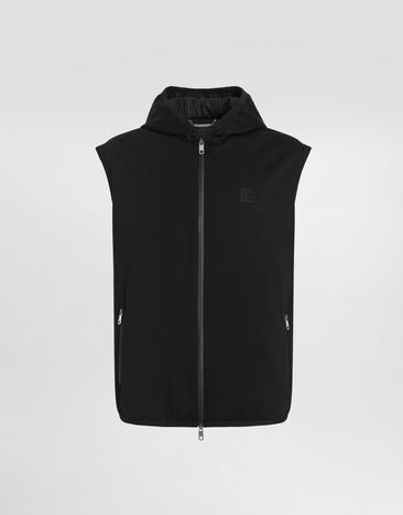 Dolce & Gabbana Technical fabric vest with hood Black G9AOGTFUGS1